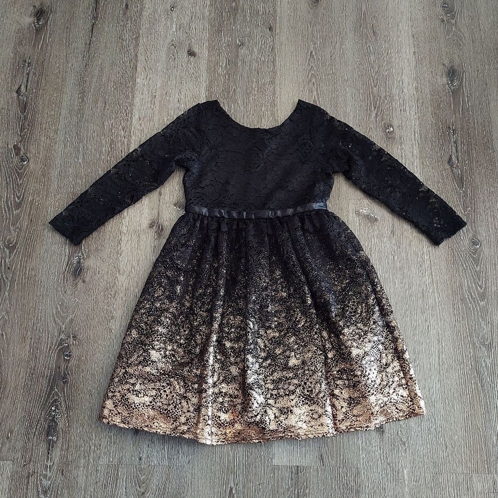 BLUSH by US ANGELS CECILIA FOIL LACE GIRLS DRESS - Picture 2 of 10